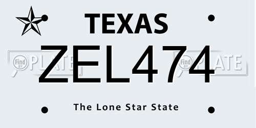 ZEL474 Texas License Plate