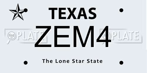 ZEM4 Texas License Plate