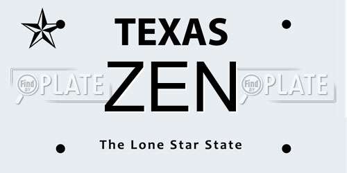 ZEN Texas License Plate
