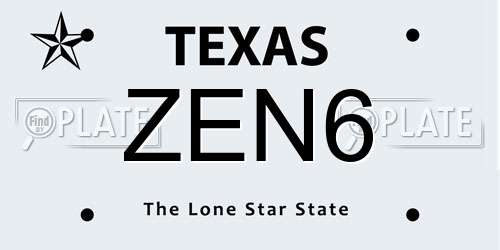 ZEN6 Texas License Plate