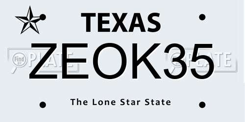 ZEOK35 Texas License Plate