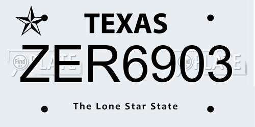 ZER6903 Texas License Plate