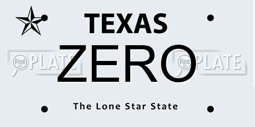 ZERO Texas License Plate