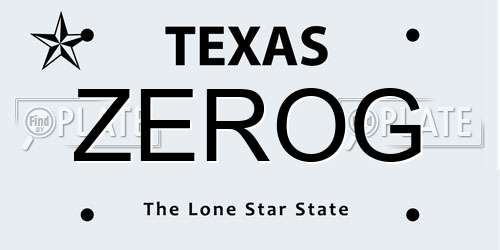 ZEROG Texas License Plate