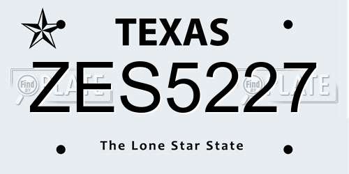 ZES5227 Texas License Plate