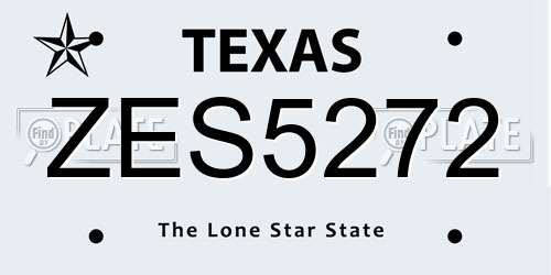 ZES5272 Texas License Plate
