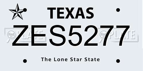 ZES5277 Texas License Plate