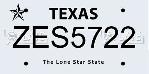 ZES5722 Texas License Plate