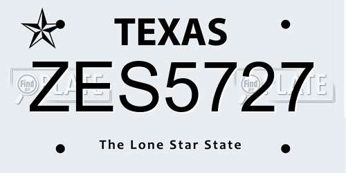 ZES5727 Texas License Plate