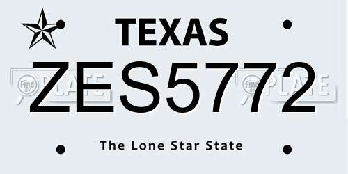 ZES5772 Texas License Plate