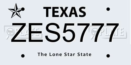ZES5777 Texas License Plate