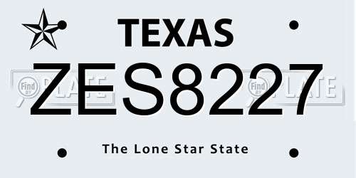 ZES8227 Texas License Plate