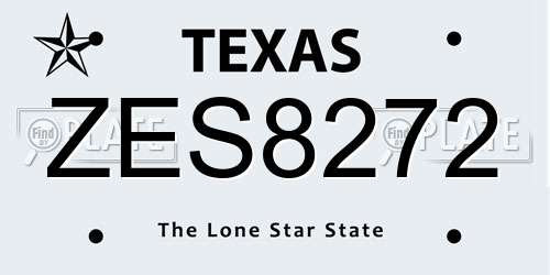 ZES8272 Texas License Plate