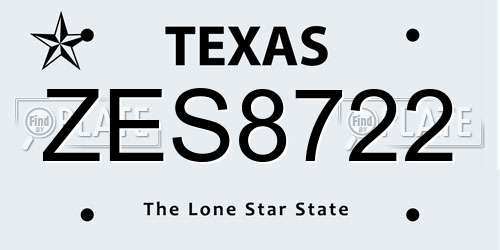 ZES8722 Texas License Plate