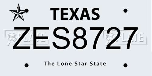 ZES8727 Texas License Plate