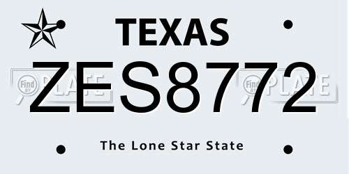 ZES8772 Texas License Plate