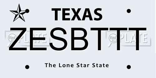 ZESBTTT Texas License Plate