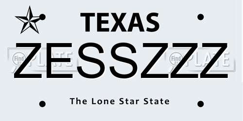 ZESSZZZ Texas License Plate