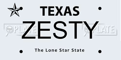 ZESTY Texas License Plate