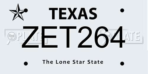 ZET264 Texas License Plate