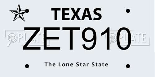 ZET910 Texas License Plate