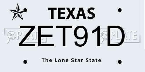 ZET91D Texas License Plate