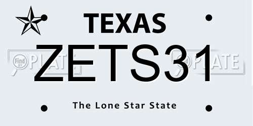 ZETS31 Texas License Plate