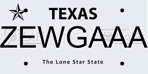 ZEWGAAA Texas License Plate