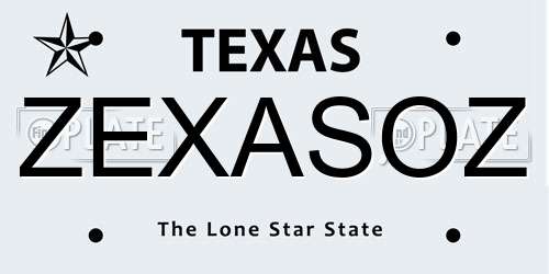 ZEXASOZ Texas License Plate