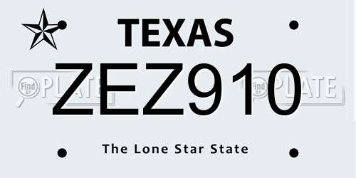 ZEZ910 Texas License Plate