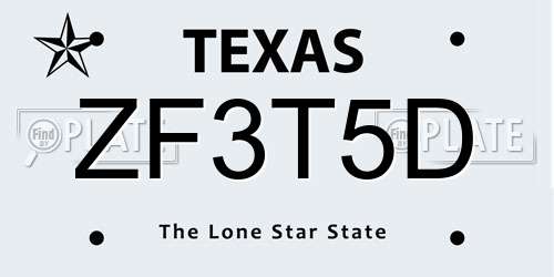 ZF3T5D Texas License Plate