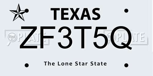 ZF3T5Q Texas License Plate