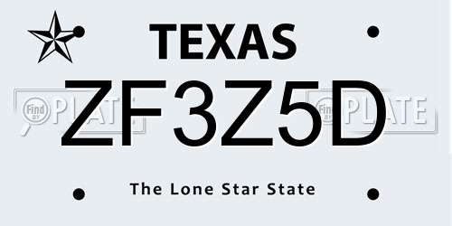 ZF3Z5D Texas License Plate
