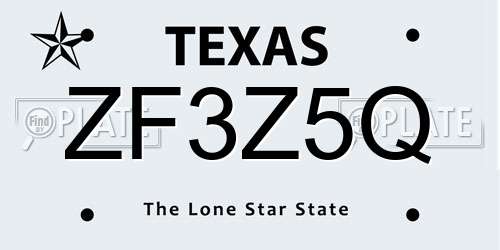 ZF3Z5Q Texas License Plate