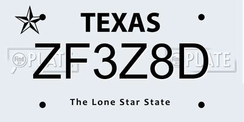 ZF3Z8D Texas License Plate
