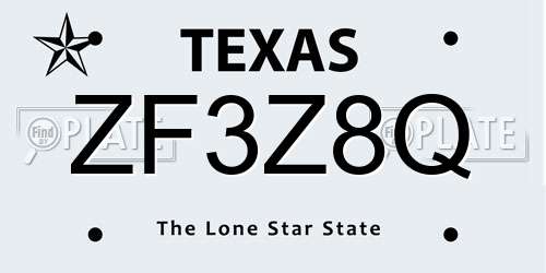 ZF3Z8Q Texas License Plate