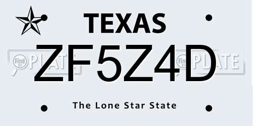 ZF5Z4D Texas License Plate