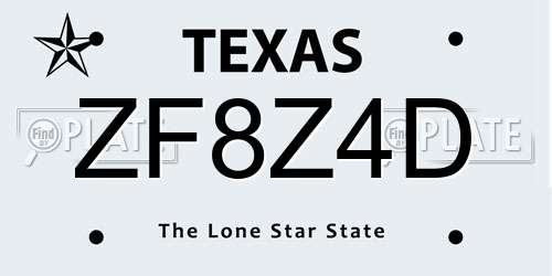 ZF8Z4D Texas License Plate