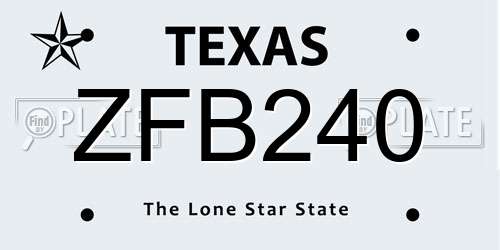 ZFB240 Texas License Plate