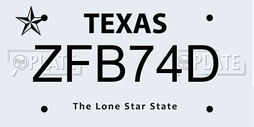 ZFB74D Texas License Plate
