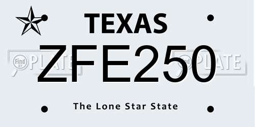 ZFE250 Texas License Plate