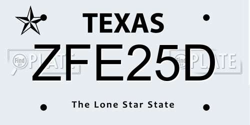 ZFE25D Texas License Plate