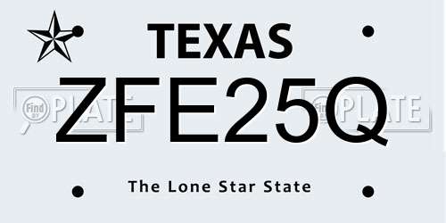 ZFE25Q Texas License Plate