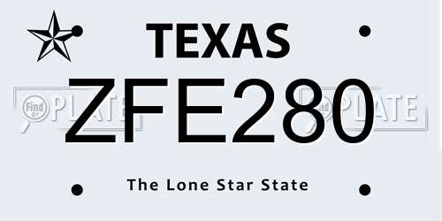 ZFE280 Texas License Plate