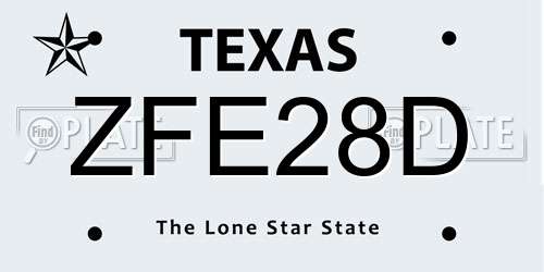 ZFE28D Texas License Plate