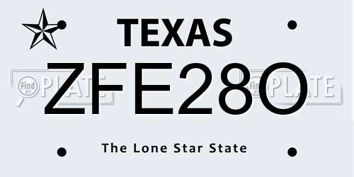 ZFE28O Texas License Plate