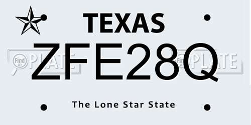 ZFE28Q Texas License Plate