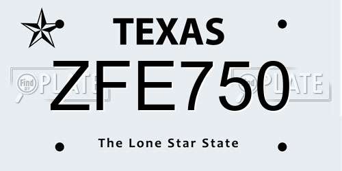 ZFE750 Texas License Plate