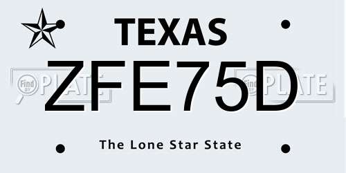 ZFE75D Texas License Plate