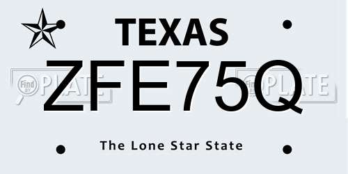 ZFE75Q Texas License Plate